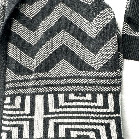 The Limited Cardigan Black Gray Open Front Geometric Western Sweater Y2K Medium - Picture 3 of 9